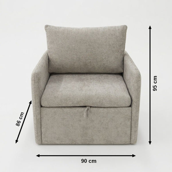 Dimensioni della poltrona letto NEST: 90 x 86 x 95 cm