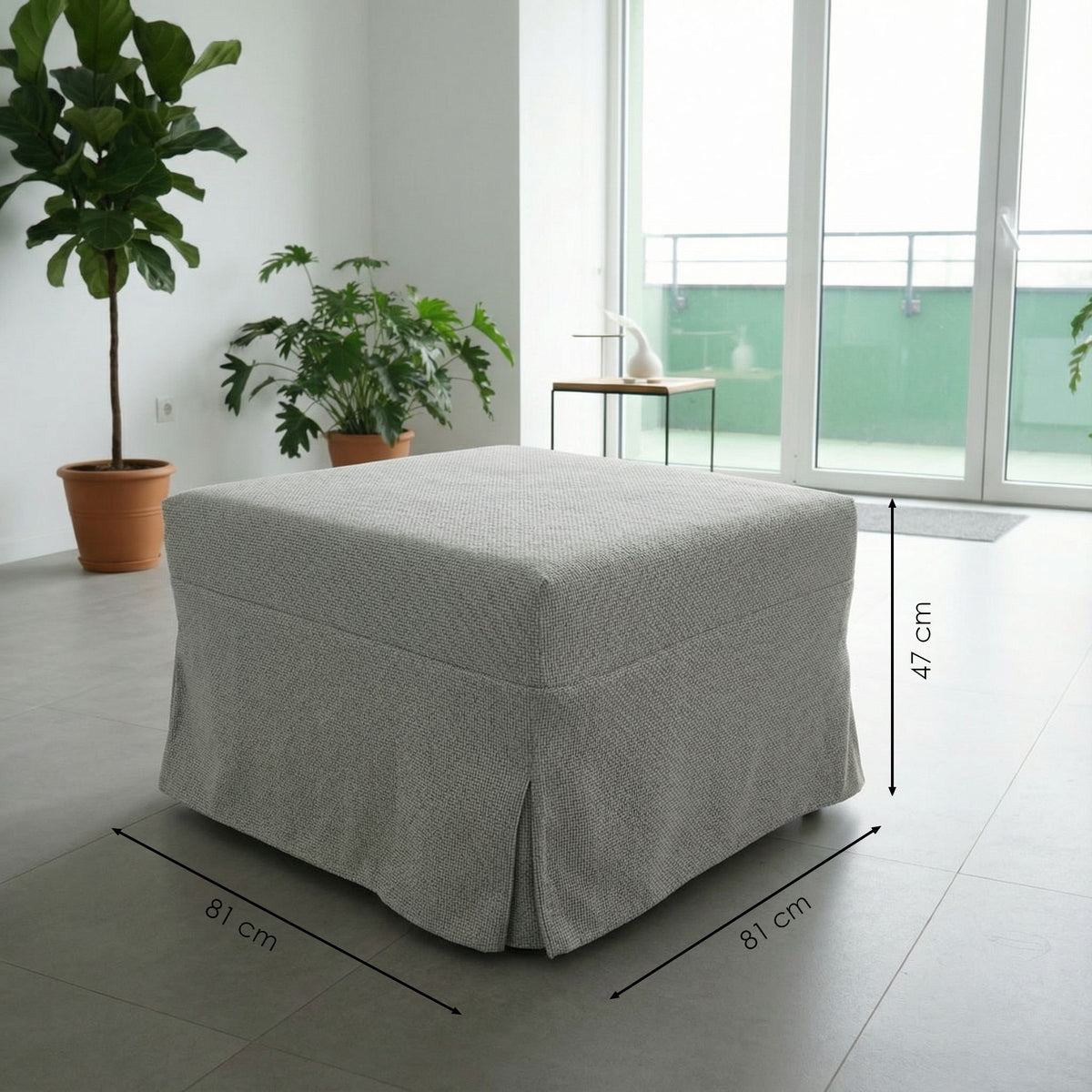 Misure del pouf letto HAP: 81 x 61 x 47 cm